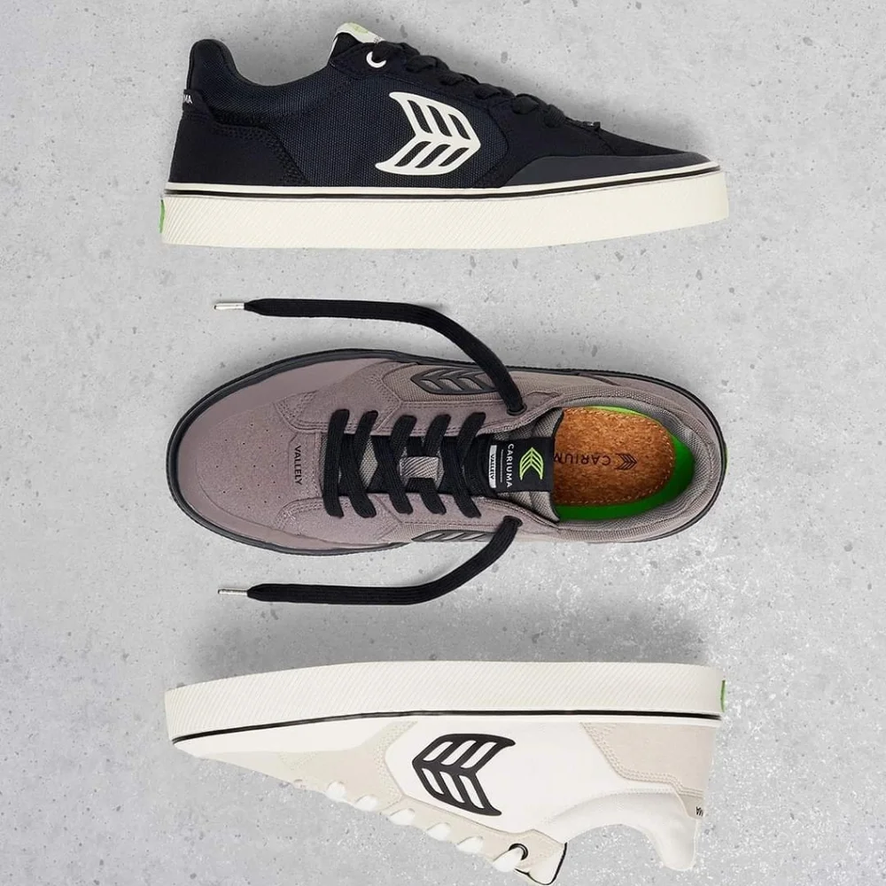 NEW CARIUMA Vallely Skate Black Suede Ivory Logo Sneaker Unisex Men's Skater